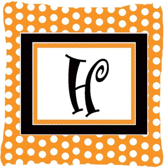 Carolines Treasures  Monogram Initial H Orange Polkadots Fabric Decorative Pillow - 14 x 14 in.