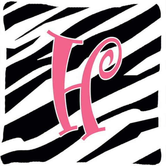 Carolines Treasures Monogram Initial H Zebra Stripe and Pink Fabric Decorative Pillow - 14 x 14 in.