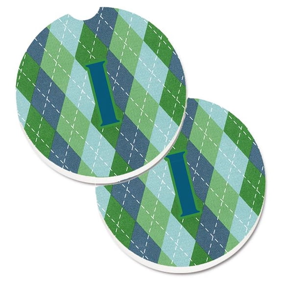 Carolines Treasures Monogram Initial I Blue Argoyle Set of 2 Cup Holder Car Coaster - Blue