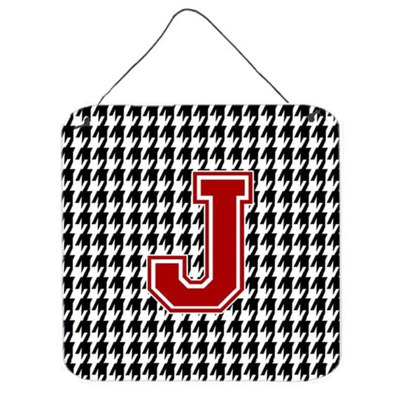 Carolines Treasures Monogram - Initial J Houndstooth Aluminium Metal Wall Or Door Hanging Prints