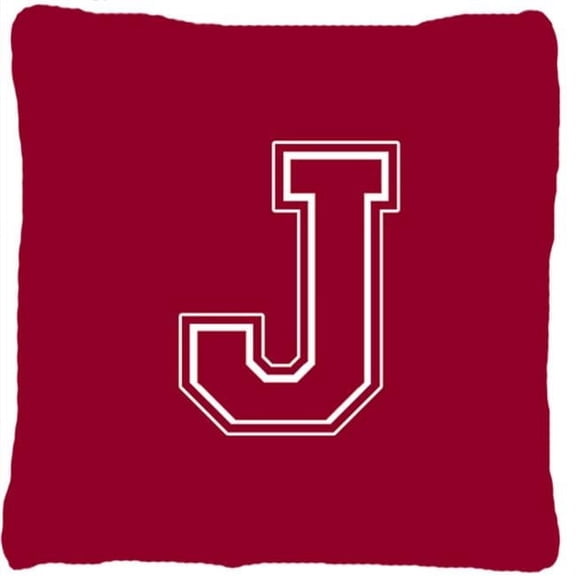 Carolines Treasures Monogram Initial J Maroon And White Indoor & Outdoor Fabric Decorative Pillow - Maroon and White - 14 x 2 x 14 in.