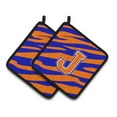 thumbnail image 1 of Carolines Treasures  Monogram Initial J Tiger Stripe - Blue Orange Pair of Pot Holders - 7.5 x 3 x 7.5 in., 1 of 1