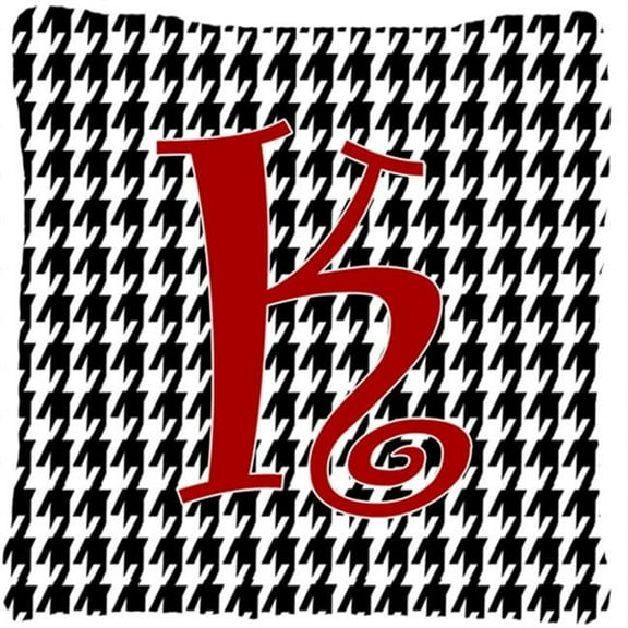 Carolines Treasures  Monogram Initial K Houndstooth Black Fabric Decorative Pillow