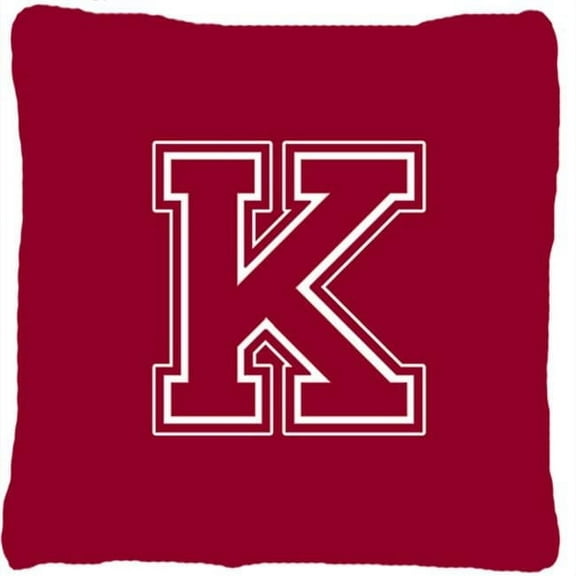 Carolines Treasures Monogram Initial K Maroon And White Indoor & Outdoor Fabric Decorative Pillow - 14 x 2 x 14 in.