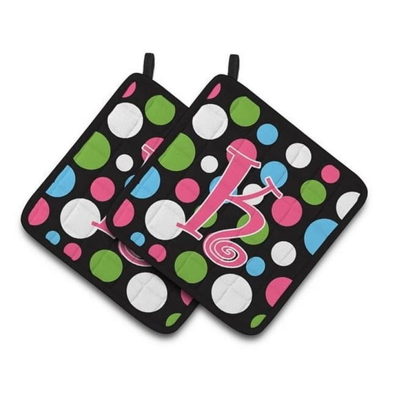 Carolines Treasures Monogram Initial K Polkadots & Pink Pair of Pot Holders