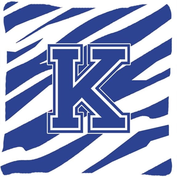 Carolines Treasures  Monogram Initial K Tiger Stripe Blue and White Fabric Decorative Pillow
