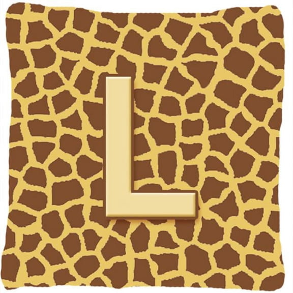 Carolines Treasures  Monogram Initial L Giraffe Decorative Fabric Pillow