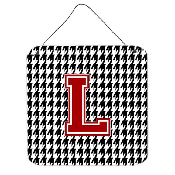 Carolines Treasures  Monogram - Initial L Houndstooth Aluminium Metal Wall Or Door Hanging Prints