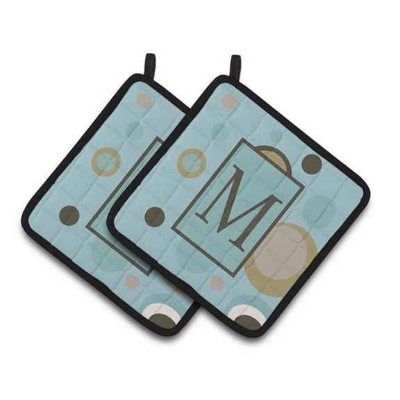 Carolines Treasures Monogram - Initial M Blue Dots Pair of Pot Holders