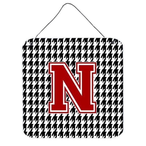 Carolines Treasures  Monogram - Initial N Houndstooth Aluminium Metal Wall Or Door Hanging Prints