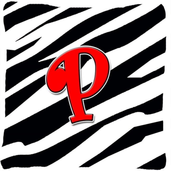 Carolines Treasures Monogram Initial P Zebra Red Decorative Fabric Pillow