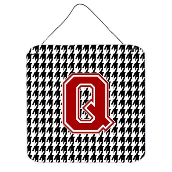 Carolines Treasures Monogram - Initial Q Houndstooth Aluminium Metal Wall Or Door Hanging Prints