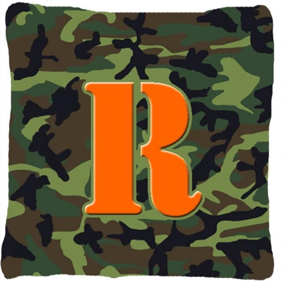 Carolines Treasures Monogram Initial R Camo Green Indoor & Outdoor Fabric Decorative Pillow