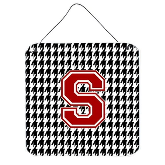 Carolines Treasures Monogram - Initial S Houndstooth Aluminium Metal Wall Or Door Hanging Prints
