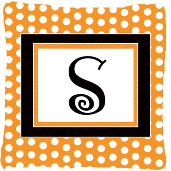 Carolines Treasures  Monogram Initial S Orange Polkadots Fabric Decorative Pillow