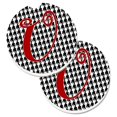 thumbnail image 1 of Carolines Treasures  Monogram Initial U Houndstooth Black Set of 2 Cup Holder Car Coaster - Black - 2.5in. H x 0.25in. W x 2.5in. L, 1 of 1