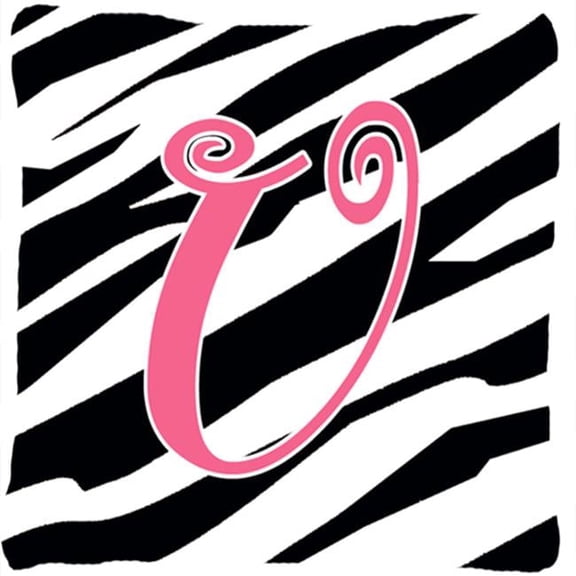 Carolines Treasures Monogram Initial U Zebra Stripe and Pink Fabric Decorative Pillow