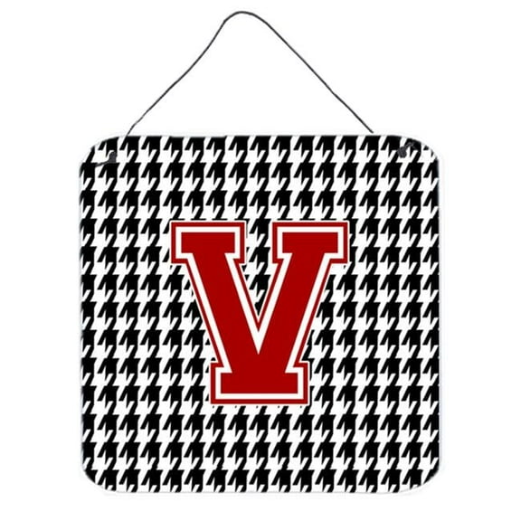 Carolines Treasures  Monogram - Initial V Houndstooth Aluminium Metal Wall Or Door Hanging Prints