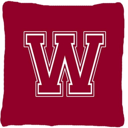 Carolines Treasures Monogram Initial W Maroon And White Indoor & Outdoor Fabric Decorative Pillow - Maroon and White - 14 x 2 x 14 in.