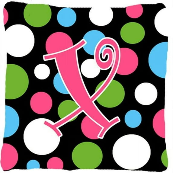 Carolines Treasures Monogram Initial X Polkadots and Pink Fabric Decorative Pillow