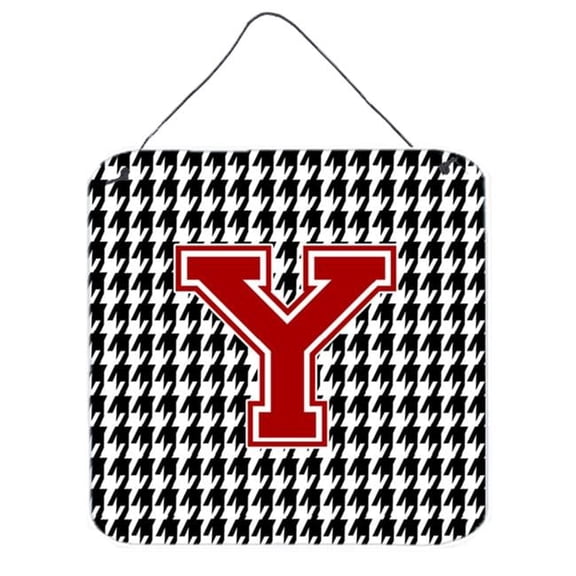 Carolines Treasures Monogram - Initial Y Houndstooth Aluminium Metal Wall Or Door Hanging Prints