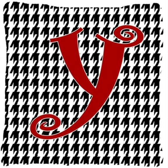 Carolines Treasures  Monogram Initial Y Houndstooth Black Fabric Decorative Pillow