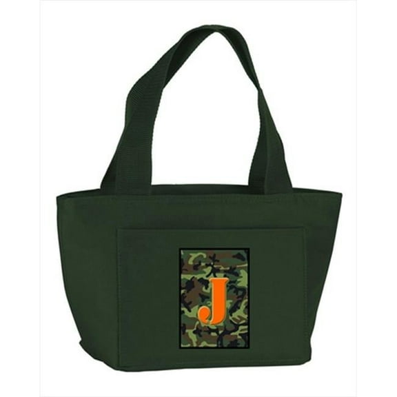 Carolines Treasures Monogram Letter J - Camo Green Insulated Cooler Lunch Bag