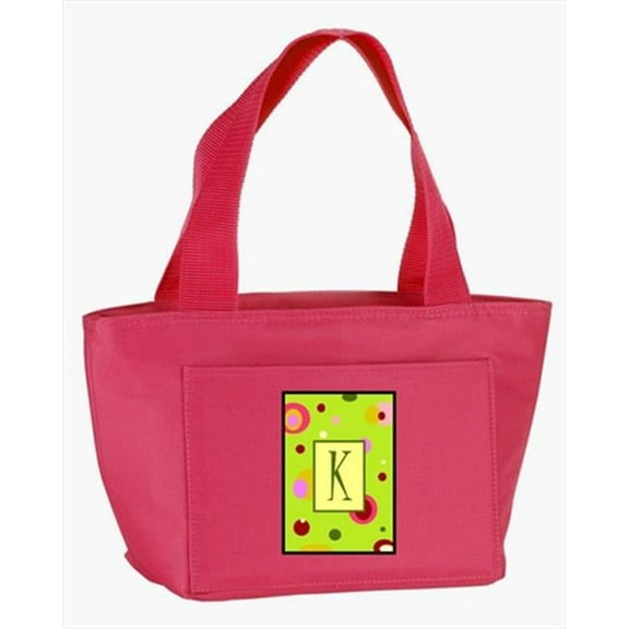 Carolines Treasures Monogram Letter K - Lime Green Zippered Insulated School Washable and Stylish Lunch Bag Cooler