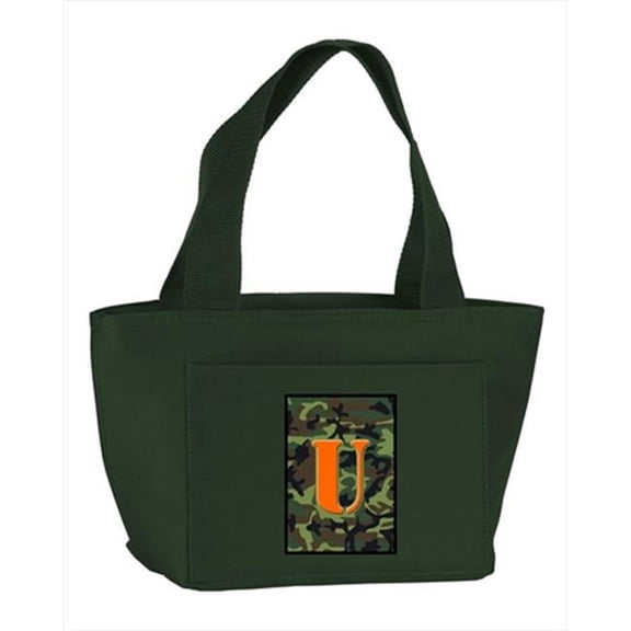 Carolines Treasures Monogram Letter U - Camo Green Insulated Cooler Lunch Bag
