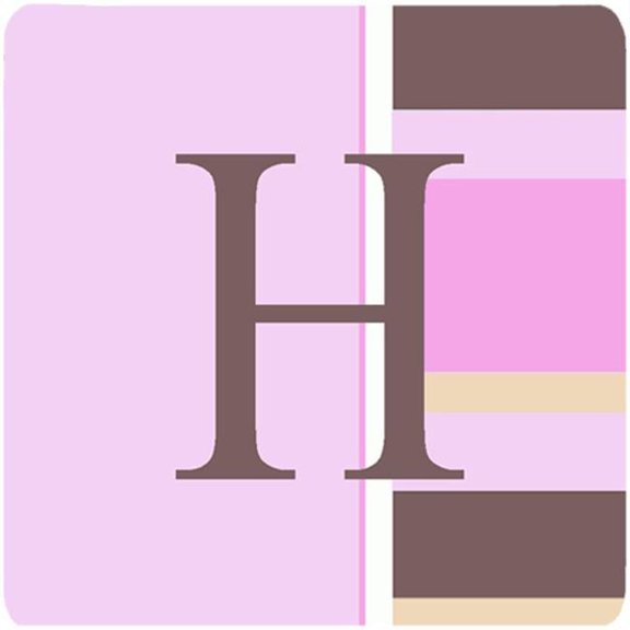 Carolines Treasures  Monogram - Pink Stripes Foam Coasters Initial Letter H- Set Of 4