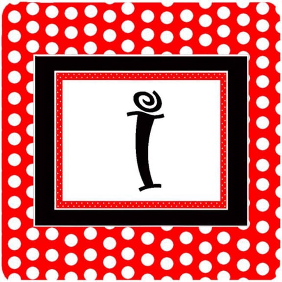 Carolines Treasures Monogram - Red Black Polka Dots Foam Coasters Initial Letter I- Set - 4