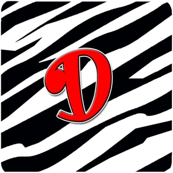 Carolines Treasures Monogram - Zebra Red Foam Coasters- Initial Letter D - Set 4- 3.5 x 3.5 In.