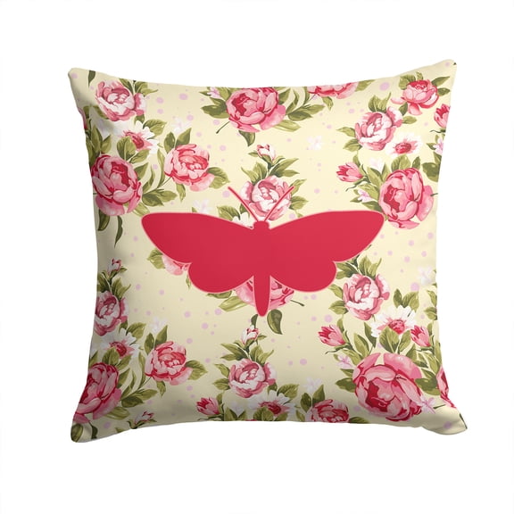 Carolines Treasures Moth Shabby Chic Yellow Roses Fabric Decorative Pillow 14Hx14W multicolor