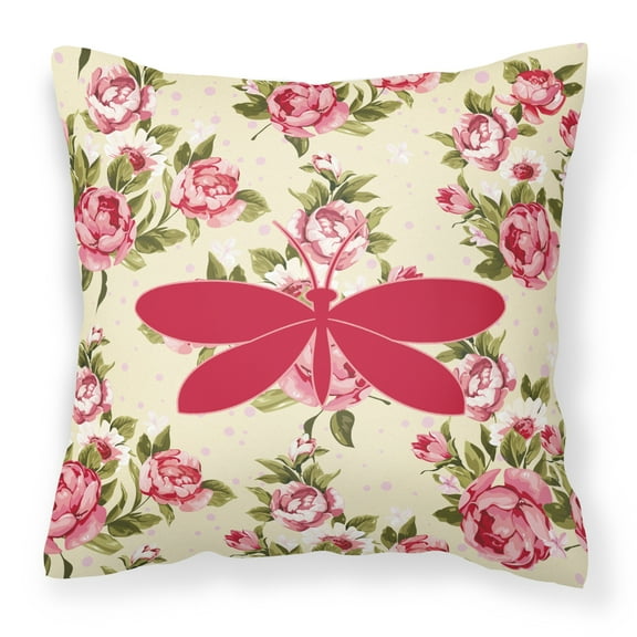 Carolines Treasures Moth Shabby Chic Yellow Roses Fabric Decorative Pillow 14Hx14W multicolor