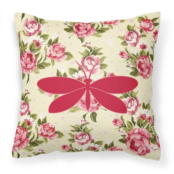 Carolines Treasures Moth Shabby Chic Yellow Roses Fabric Decorative Pillow 14Hx14W multicolor