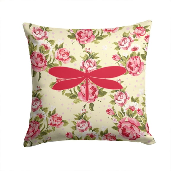 Carolines Treasures Moth Shabby Chic Yellow Roses Fabric Decorative Pillow 14Hx14W multicolor