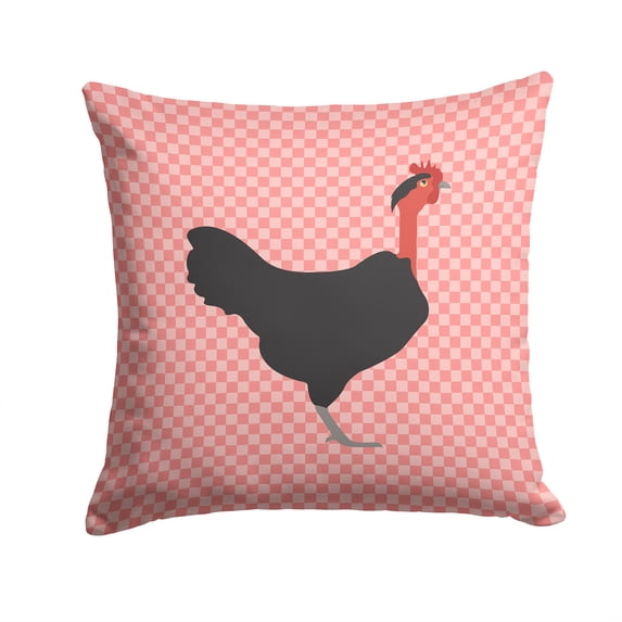 Naked Neck Chicken Pink Check Fabric Decorative Pillow