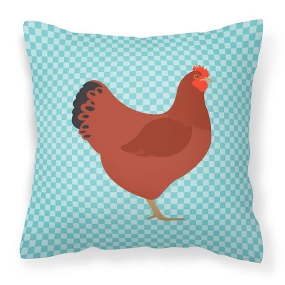 Carolines Treasures New Hampshire Red Chicken Blue Check Fabric Decorative Pillow - 14 x 14 in.
