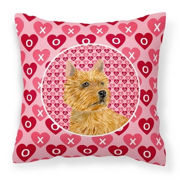 Carolines Treasures Norwich Terrier Hearts Love & Valentines Day Portrait Fabric Decorative Pillow - 14 x 3 x 14 in.