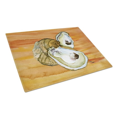 Carolines Treasures Oyster Glass Cutting Board Large 12H x 16W multicolor