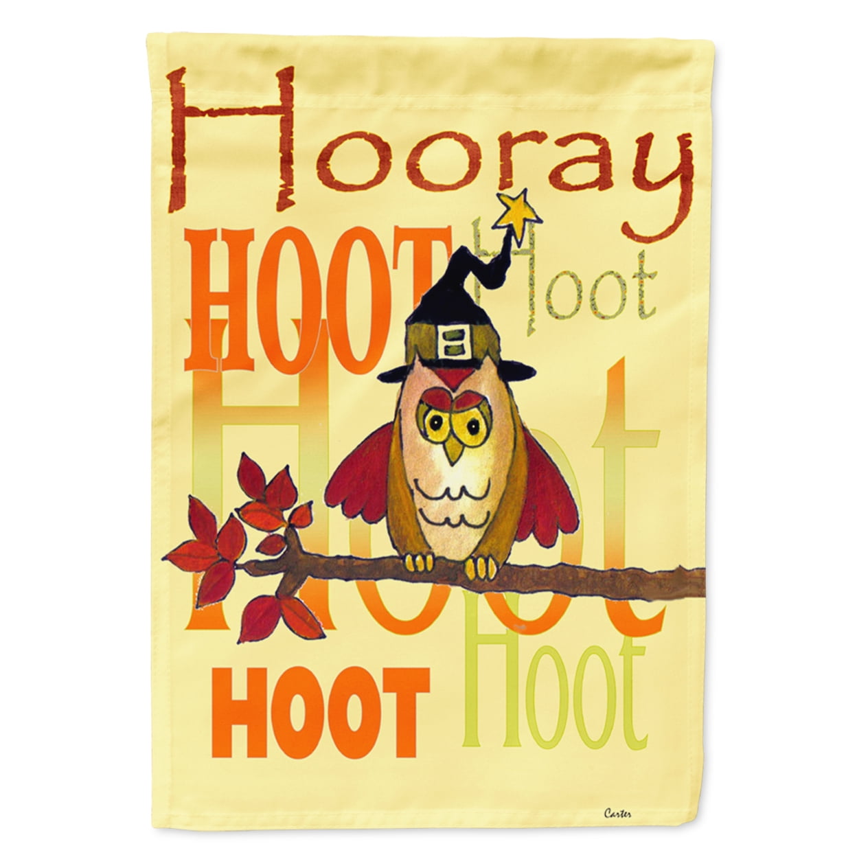 Carolines Treasures PJC1030CHF Hooray Hoot Hoot Owl Flag Canvas House Size Large multicolor