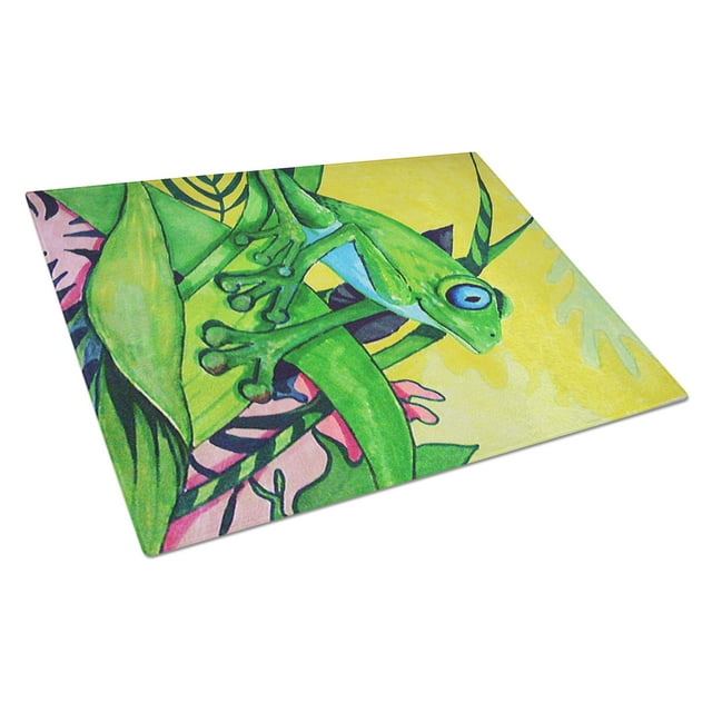 Carolines Treasures PJC1042LCB Summer Daze Frog Glass Cutting Board Large, 12H x 16W, multicolor
