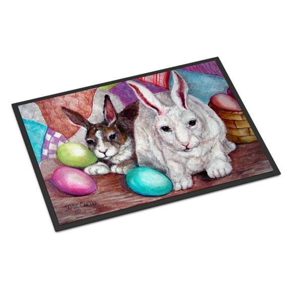 Carolines Treasures PJC1064MAT Buddy Buddies Easter Rabbit Door Mat Indoor Rug or Outdoor Welcome Mat 18x27 Doormat