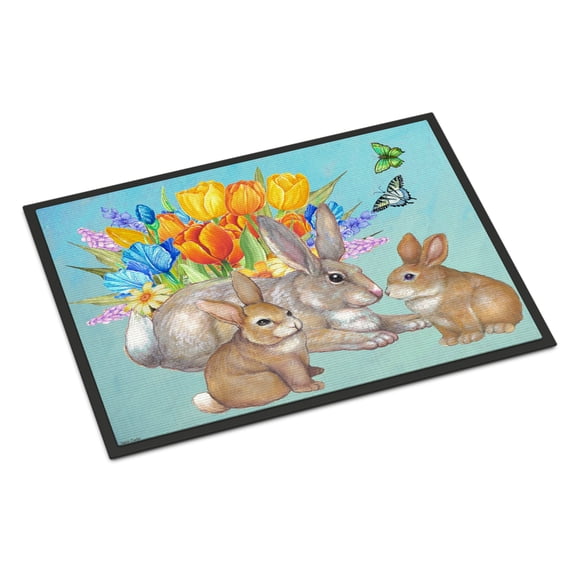 Carolines Treasures PJC1065JMAT Bunny Family Easter Rabbit Door Mat Indoor Rug or Outdoor Welcome Mat 24x36 Doormat