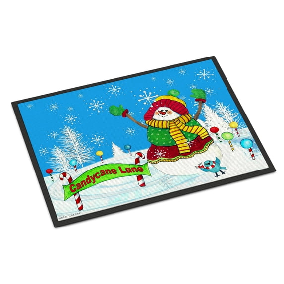 Carolines Treasures PJC1075JMAT Candy Cane Lane Snowman Door Mat Indoor Rug or Outdoor Welcome Mat 24x36 Doormat 36"L x