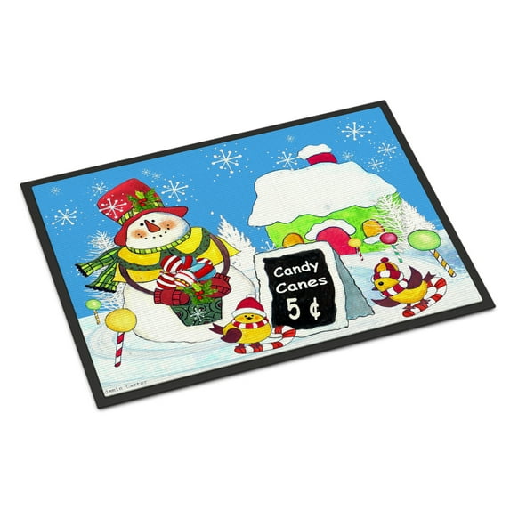 Carolines Treasures PJC1076JMAT Candy Canes for Sale Snowman Door Mat Indoor Rug or Outdoor Welcome Mat 24x36 Doormat
