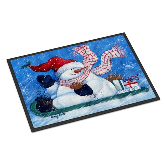 Carolines Treasures PJC1078MAT Come Ride With Me Snowman Door Mat Indoor Rug or Outdoor Welcome Mat 18x27 Doormat  18H X