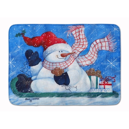 Carolines Treasures PJC1078RUG Come Ride With Me Snowman Machine Washable Memory Foam Mat 19 X 27" multicolor