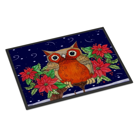 Carolines Treasures PJC1097MAT Whose Happy Holidays Owl Door Mat Indoor Rug or Outdoor Welcome Mat 18x27 Doormat 27"L x