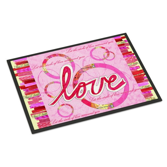 Carolines Treasures PJC1115MAT Love is a Circle Valentines Day Door Mat Indoor Rug or Outdoor Welcome Mat 18x27 Doormat